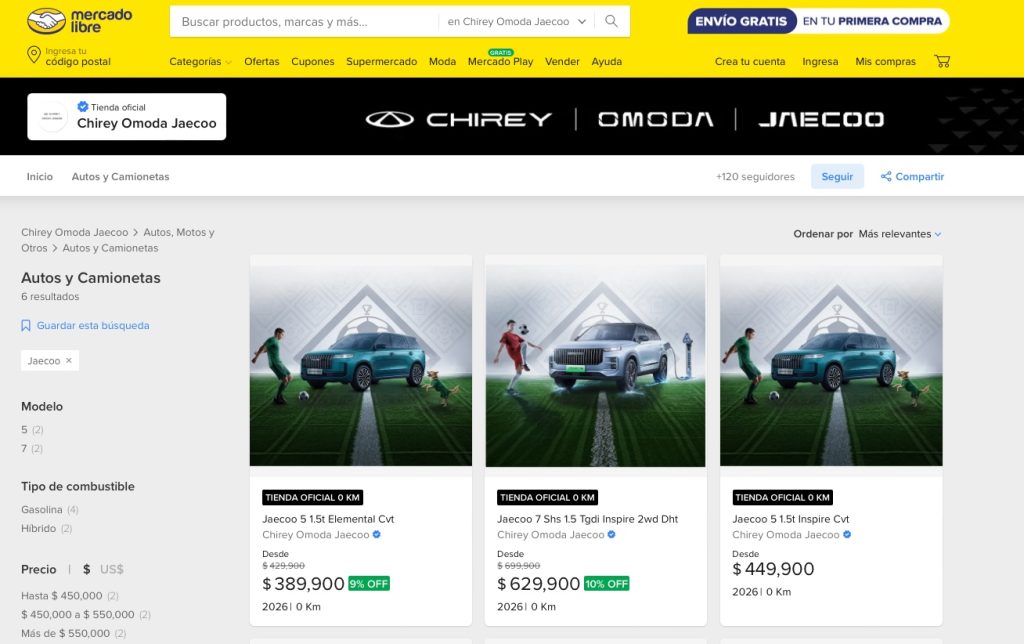 Chirey Motor México llega a Mercado Libre 4 Chirey OMODA JAECOO Mercado Libre 2