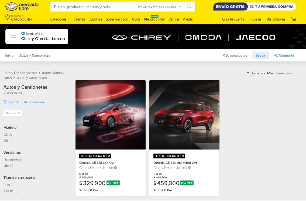 Chirey Motor México llega a Mercado Libre 3 Chirey OMODA JAECOO Mercado Libre 4